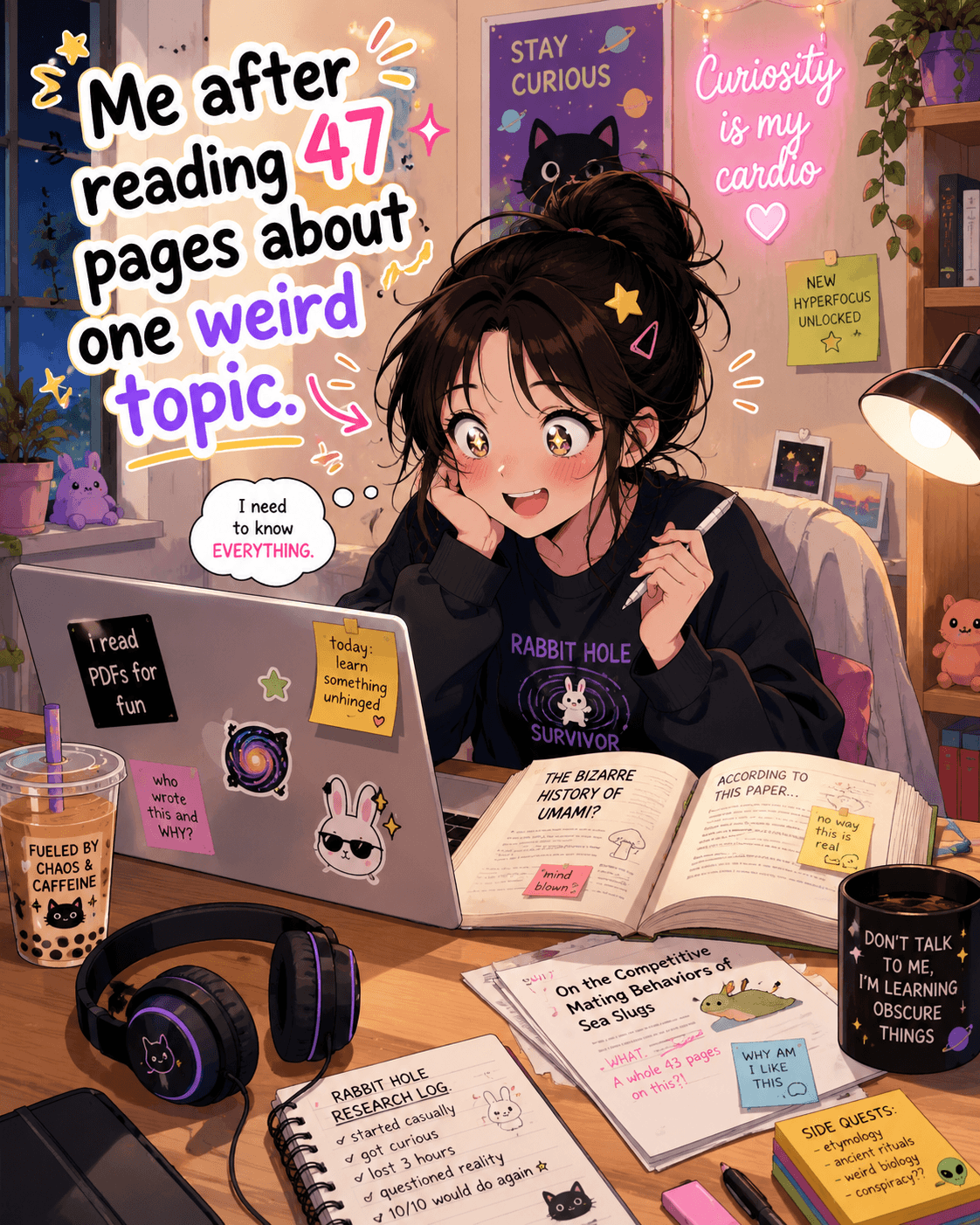 Me after reading 47 pages about one weird topic